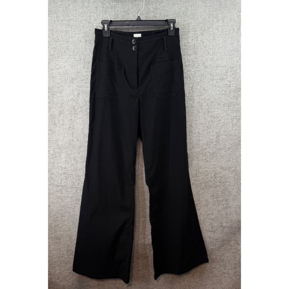 Maeve  The Junie Jean Women's 30 fits 28 Black Wide Leg Linen Blend Pants